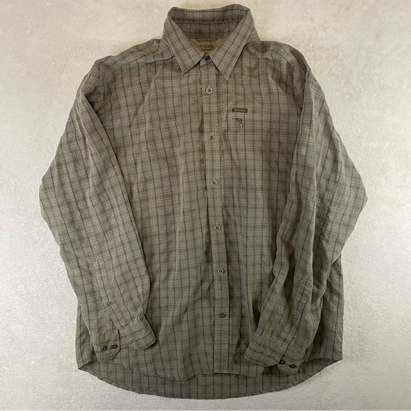 Columbia Omni-Shield Button Down Shirt Plaid Silver Buttons Zipper Pocket - Picture 1 of 9